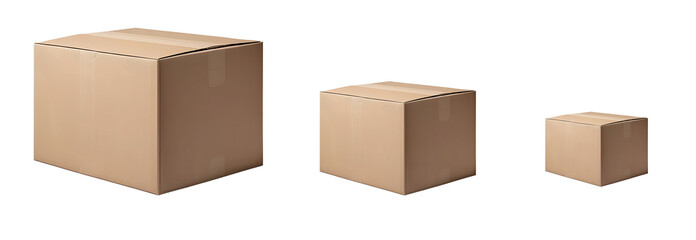 Various Sizes of Brown Cardboard Boxes for Packaging and Shipping