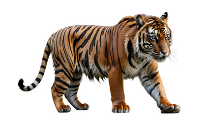 Obraz premium Realistic Portrait of a Walking Tiger with Striking Orange Fur