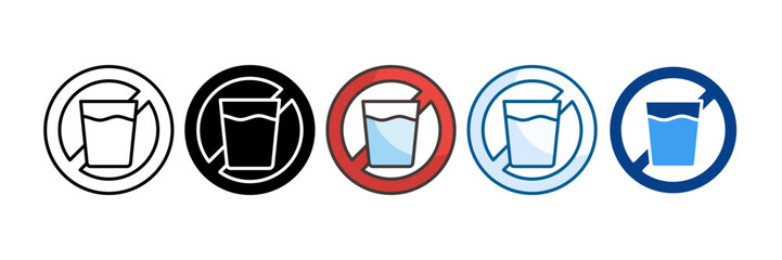 No Drinking Icon Set Multiple Style Collection