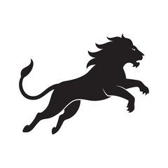 Leaping Lion Attack Silhouette Art