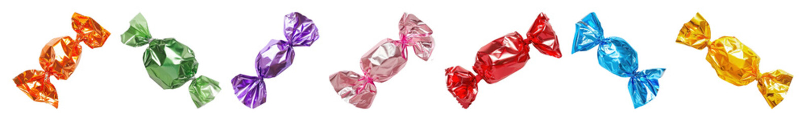 PNG Colorful wrapped candies delight, element set on transparent background