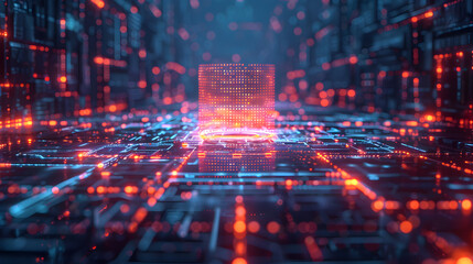 Glowing AI-powered network protecting a digital