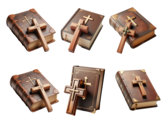 Ornate books adorned with crosses