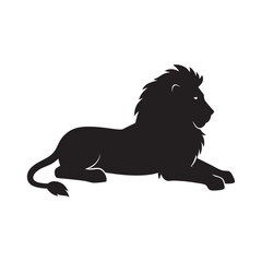 Resting Lion Silhouette On White