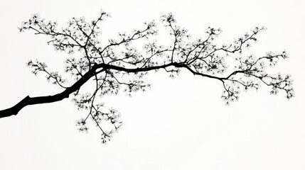 Obraz premium Silhouetted Branch Against White Background