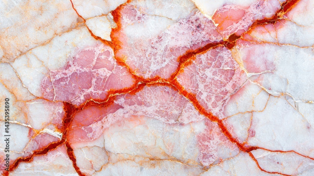 Poster a close-up view of a marble surface with a striking red vein running through it.