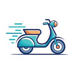 Obraz premium Innovative logo design for a modern electric scooter sharing service showcasing a vibrant, clean scooter in motion with a stylized speed effect