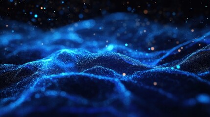 abstract blue particle wave background