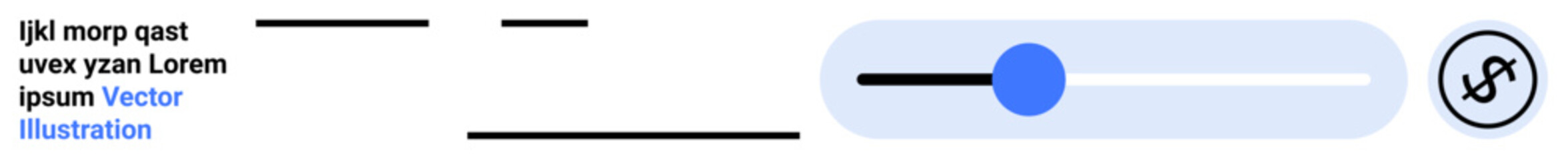 Horizontal toggle slider with blue handle, thin black line, and dollar icon. Ideal for pricing, settings, customization, adjustments, budget planning, user interfaces simple landing page