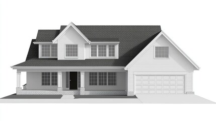 Modern House Front View Illustration