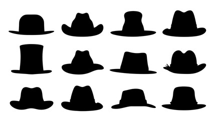 set of hat cap silhouette vector on tranparent background