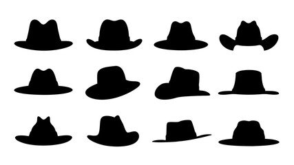 set of hat cap silhouette vector on tranparent background