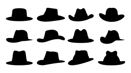 set of hat cap silhouette vector on tranparent background