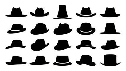 set of hat cap silhouette vector on tranparent background