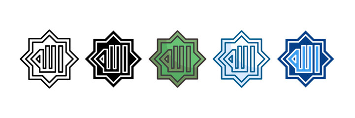Allah Icon Set Multiple Style Collection