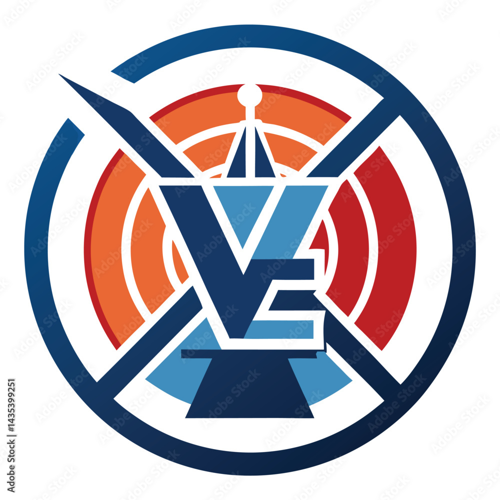 Poster transmitting vector logo design for broadcasting network showcasing unique style and modern elements
