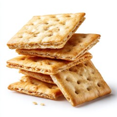 Fototapeta premium Stack of crackers, crispy isolated on white background
