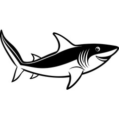 Minimal Basking Shark Vector on White