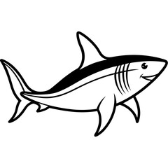 Minimal Basking Shark Vector on White
