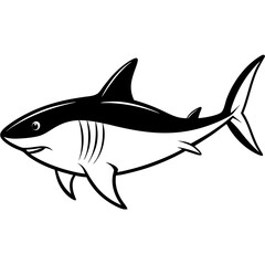 Minimal Basking Shark Vector on White