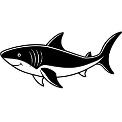 Minimal Basking Shark Vector on White
