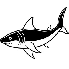 Minimal Basking Shark Vector on White