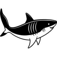 Minimal Basking Shark Vector on White
