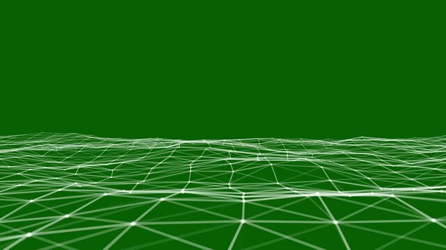 Animation of triangle Plexus floor on green screen background 4k