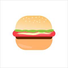 Cartoon Hamburger with Lettuce and Tomato