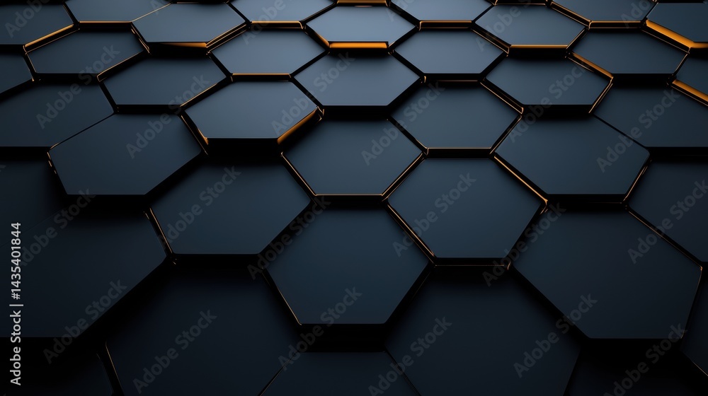 Poster hexagonal pattern with orange highlights.