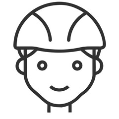 Child wearing bicycle helmet icon for cycling safety campaigns, sports equipment guides, and injury prevention materials. Visual aid for educational content on protective gear for kids