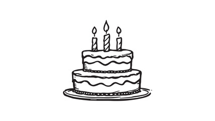Birthday Cake line art design for party decoration and fun