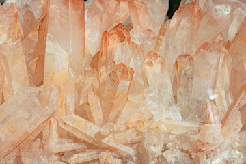 Natural rock of pink crystal stone, druse of crystals