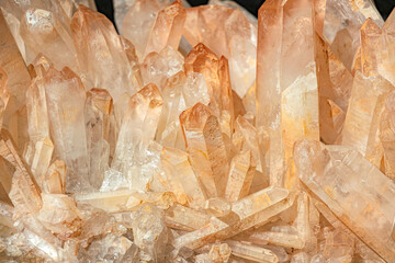 Natural rock of pink crystal stone, druse of crystals