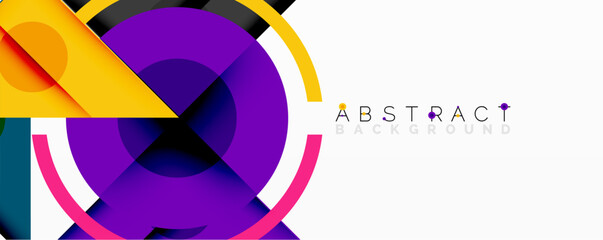 Bright overlapping circles create dynamic composition. Vivid colors, modern design, clean aesthetic. Minimalist style, abstract shapes.