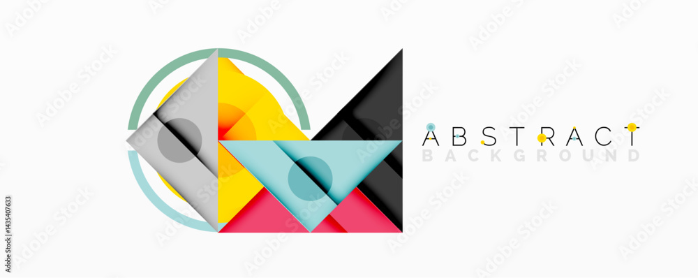 Poster geometric shapes overlap, creating vibrant colorful design. modern aesthetic, suitable for backgroun