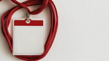 Blank badge on red lanyard for conferences or events