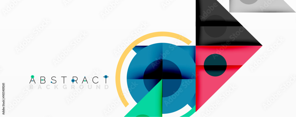 Aufkleber Modern abstract design features geometric shapes, vibrant colors, dynamic composition. Clean lines create visual interest.