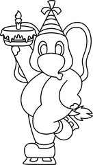 Elephant Birthday Ice skating Animal Vector Graphic Art Illustration