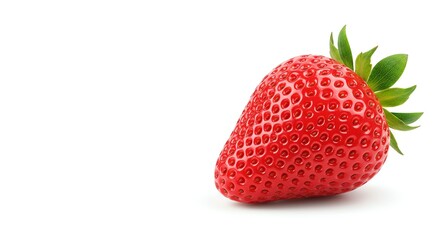 Fresh Strawberry Isolated on White Background Single Delicious Red Fruit