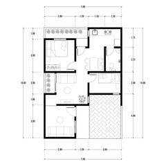 Black and White floor plan of a modern unfurnished house for your design. Suburban house vector blueprint. Architectural background. eps