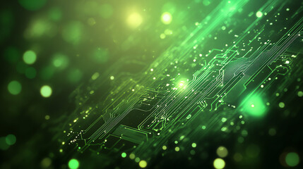 Fototapeta premium Futuristic abstract tech background with a soft blur on the left side, vibrant colors, and digital elements. Perfect for presentations, wallpapers, and creative projects. High-quality and eye-catching