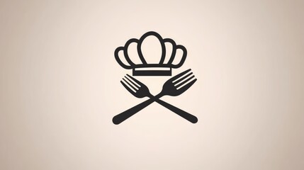 Chef's hat and crossed forks logo design