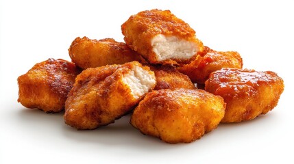 Crispy fast food meal arrangement isolated against plain white for product photography