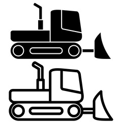 Crawler bulldozer icon, simple flat style, illustration, logo sign symbol pictogram template, for ui or ux isolated on white for mobile app, editable