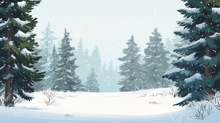 Naklejka premium snowy winter forest landscape