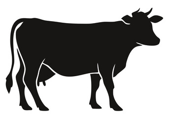 Fototapeta premium cow silhouette vector for farm branding, agricultural designs, web graphics, educational visuals, and creative projects 