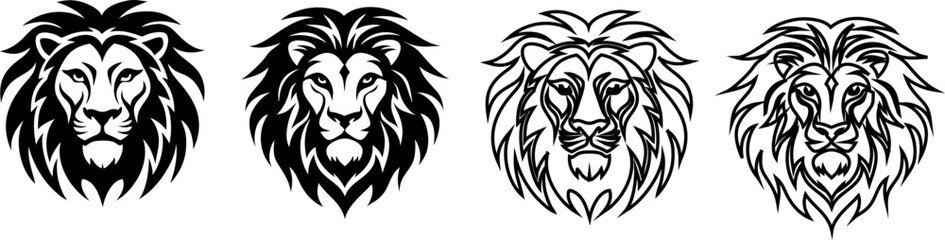 lion head logo icons is a vector illustration of the lion faces, isolated on a white background. Perfect for branding, mascots, tattoos, sports logos, and wildlife designs.