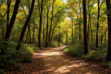path in the middle of a lush green forest1