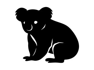 Fototapeta premium silhouette of a sitting koala with large, rounded ears and a prominent nose, perfect for wildlife branding, nature-themed designs, and conservation illustrations 